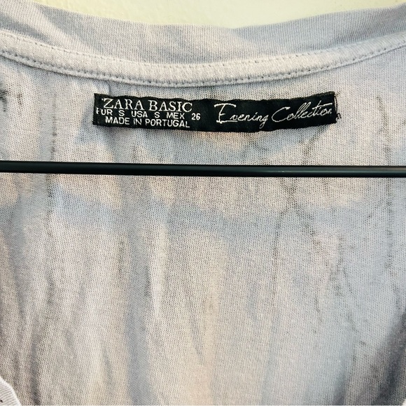 Zara Evening Collection Graphic T-Shirt Womens Size Small Grey Y2K Sequin Black - Picture 2 of 8